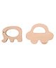 Wooden Car & Elephant Teether Set | Beech Wood Teether for Babies