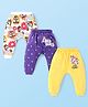 Babyhug Disney Interlock Knit Full Length Diaper Leggings With Chip N Dale Graphics Pack of 3 - Purple & Yellow
