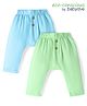 Babyoye 100% Organic Muslin Woven Solid Dyed Full Length Solid Color Lounge Pants Pack of 2 - Light Blue & Green