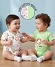 Babyoye 100% Cotton Woven Half Sleeves Onesies With Animal Print & Eco Jiva Finish Pack of 2 - Green & White