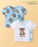 Babyoye Cotton Woven Half Sleeves Jhablas with Bear Print Pack of 2 - White & Light Blue