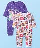 Babyhug Disney Interlock Knit Full Sleeves Front Open Romper with Chip & Dale Print Pack of  2  - Purple & White