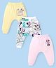 Babyhug Disney Interlock Knit Full Length Diaper Leggings With Minnie Mouse Graphics Pack of 3 - Yellow Light Blue & Light Pink