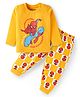 Babyhug Marvel Single Jersey Knit Full Sleeves Night Suit With Spider Man Graphics - Mustard