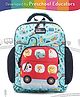 Intelliskills Red Animal Tour Bus Durable School Bag with Comfortable Cushion Padding | Red & Blue | 15 Inches | Trendy & Spacious Kids Backpack | Unisex Printed School Bag for Boys and Girls