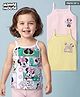 Babyhug Disney Cotton Knit Sleeveless Slips With Minnie Mouse Graphics Pack of 3 - White Yellow & Pink