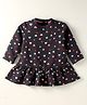 Simply Fleece Knit Full Sleeves Winter Frock With Heart Print - Charcoal Grey