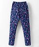 Simply Cotton Lycra Knit Full Length Floral Printed Legging - Navy Blue