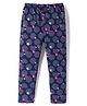 Simply Cotton Lycra Knit Full Length Heart Printed Leggings - Navy Blue