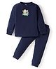 Simply Cotton Full Sleeves Animal Print Thermal Vest & Pant - Teal Blue