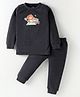 Simply Cotton Full Sleeves Animal Print Thermal Vest & Pant - Black