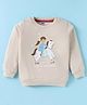 Simply Girl Fleece Knit Full Sleeves Sweatshirt with Unicorn Print - Beige