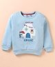 Simply Girl Fleece Knit Full Sleeves Sweatshirt with Christmas Theme Print - Light Blue