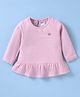 Simply Fleece Knit Full Sleeves Winter Frock With Heart Patch - Pink
