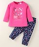 Simply Girl Sinker Knit Full Sleeves Floral Printed Top & Leggings Set - Fuschia