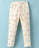 Simply Girl Cotton Lycra Knit Full Length Sparrow Printed  Leggings - Beige