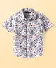Pine Kids Cotton Woven Half Sleeves Shirt With Floral Print - White