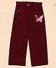 Cutecumber Full Length Butterfly Embroidered Pant - Maroon