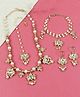 Asthetika Floral Designed Kundan Stone Embellished Jewellery Set - Gold