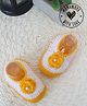 Woonie Pearl Embellished Floral Applique Designed Handmade Crochet Booties - Yellow