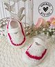 Woonie Colour Blocked Handmade Crochet Strap On Booties - Cream