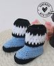 Woonie Colour Blocked Handmade Crochet Booties - Blue