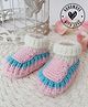 Woonie Colour Blocked Handmade Crochet Booties - Pink