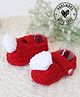 Woonie Crochet Handmade Pom Pom Detailed Booties - Red