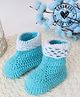 Woonie Crochet Handmade Colour Blocked Booties - Blue
