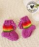 Woonie Hand Knitted Striped Tie Up Socks - Multi Colour