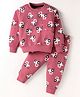 Evimo Looper Knit Full Sleeves T-Shirt & Lounge Pant Set With Vehicle Print - Red