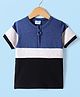 Rikidoos Half Sleeves Colour Blocked Tee - Blue & Black