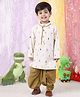 Polka Tots Cotton Full Sleeves Tree Embroidered Kurta With Dhoti - Brown