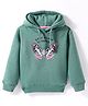 Doreme Fleece Knit Full Sleeves Hooded Sweatshirt With Butterfly Print - Mint Green