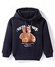 Doreme Fleece Knit Full Sleeves Hooded Sweatshirt With Teddy Bear Print - Black