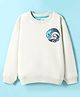 Doreme Fleece Knit Full Sleeves Text Printed Sweatshirt - Off White