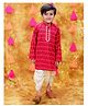 KID1 Cotton Full Sleeves Floral Printed & Lace Embellished Kurta & Dhoti Set - Maroon