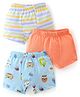 Babyhug 100% Cotton Single Jersey Knit Trunks With Striped & Cup Print Pack Of 3 - Orange Light Blue & Yellow
