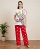 Bella Mama Disney Cotton Knit Half Sleeves Night Suit With Dumbo Graphics - White & Red