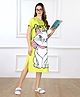 Bella Mama Disney Cotton Knit Half Sleeves Nighty with Marie Print - Lime Green
