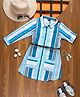PURPLE UNITED KIDS Poplin Full Sleeves Striped Dress With Belt - Blue