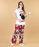 Bella Mama Disney Cotton Knit Half Sleeves Pullover Maternity Night Suit With Minnie Mouse Graphics - Red