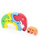 Wooden Montessori  Elephant Family Puzzle - Fun Play (5 Pieces)