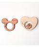 Wooden Handmade Sensory Stimulating -  Mickey Mouse Teether & Heart Rattle For Born Babies (2 Piece)