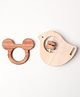 OPA Toys Wooden Handmade Sensory Stimulating -  Mickey Mouse Teether & Rocking Potato Bird Rattle For Born Babies (2 Piece)