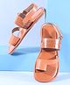 Pine Kids Velcro Closure Kolhapuri Chappals - Tan