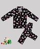 Sheer Love Cotton Jersey Knit Full Sleeves Unicorn & Ice Cream Printed Coordinating Night Suit Set - Black