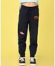 NUSYL Cotton Blend Full Length Bang Text Patch Detailed Joggers - Navy Blue