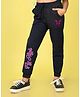 NUSYL Cotton Blend Full Length Butterfly & Text Printed Joggers - Navy Blue