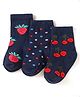 Cute Walk by Babyhug Knit Ankle Length Socks With Fruit Design Pack of 3 - Navy Blue